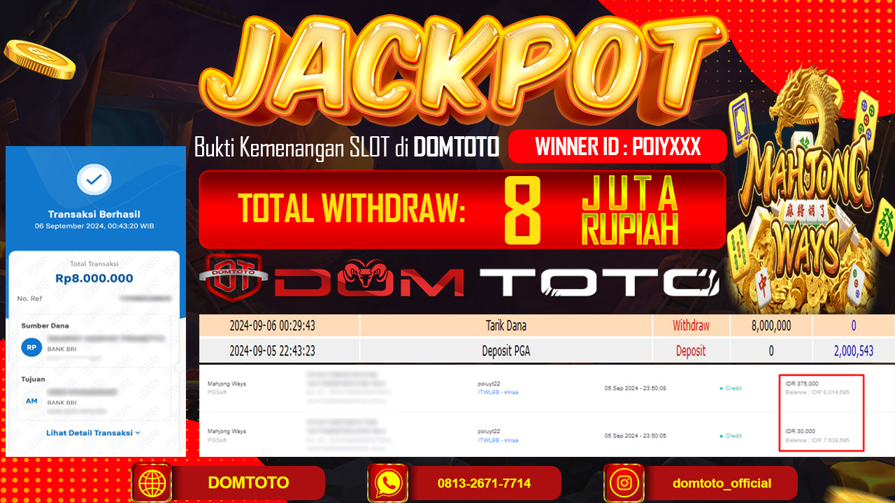 JACKPOT MENANG SLOT MAHJONG WAYS 06 SEPTEMBER 2024